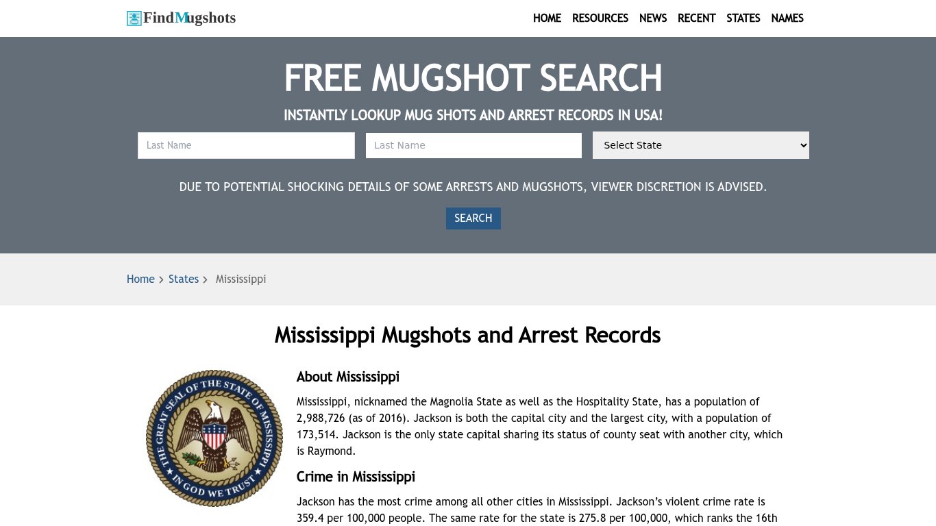Find Mississippi Mugshots - Find Mugshots