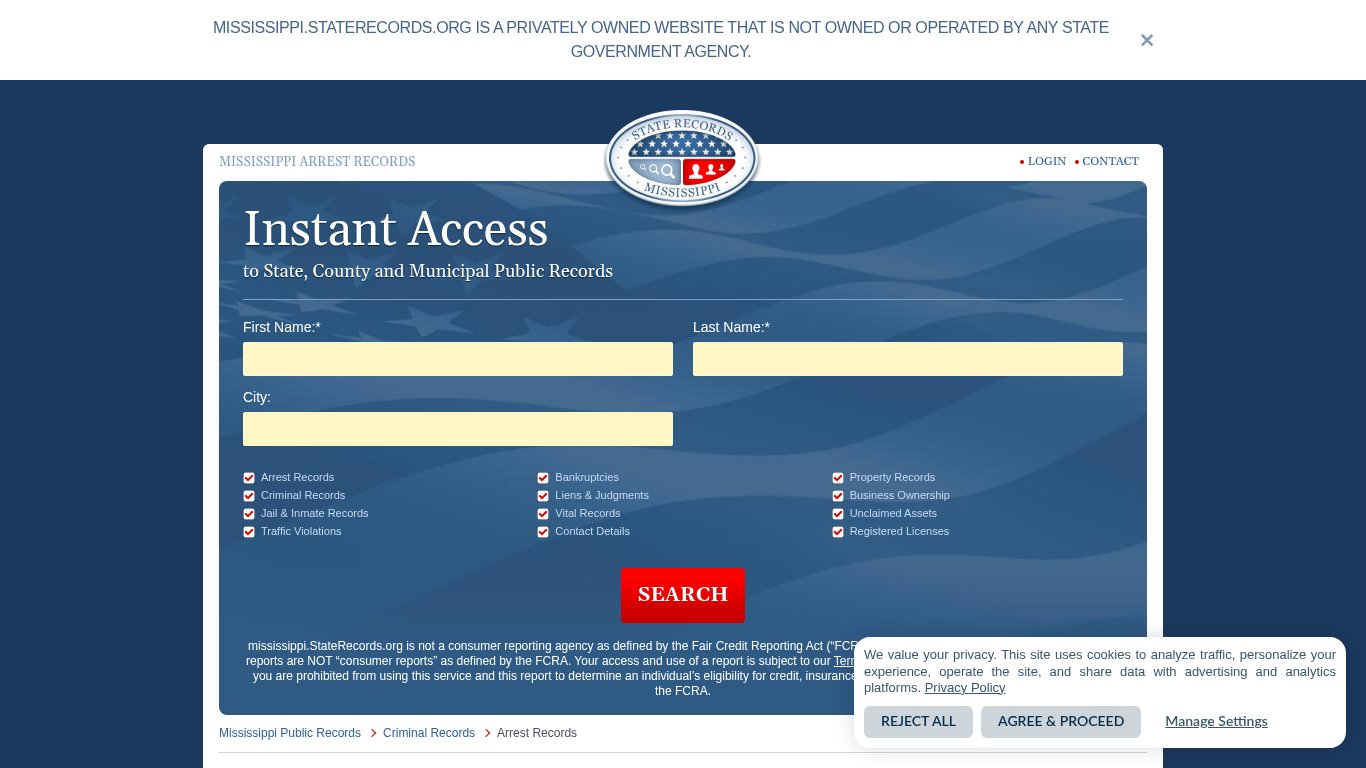 Mississippi Arrest Records | StateRecords.org