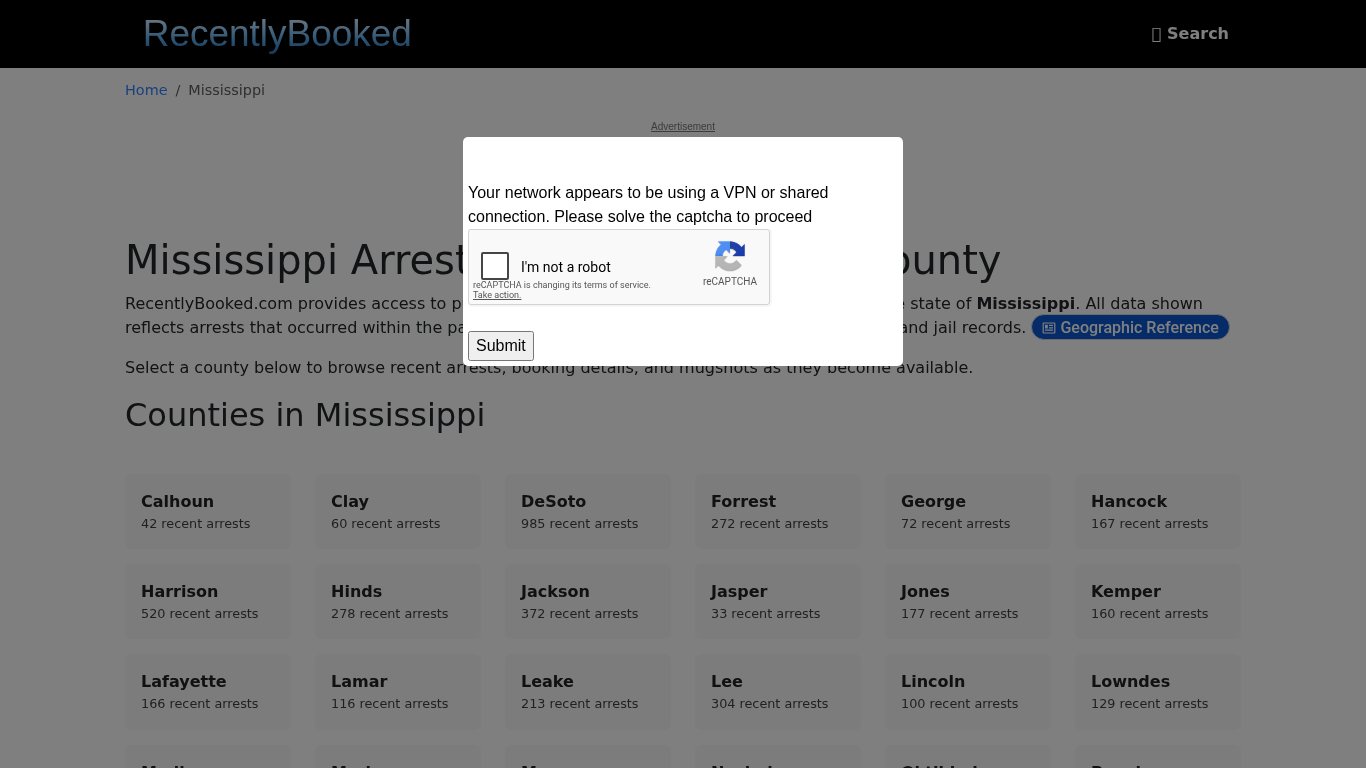 Recent bookings, Arrests, Mugshots in Mississippi - Recently Booked